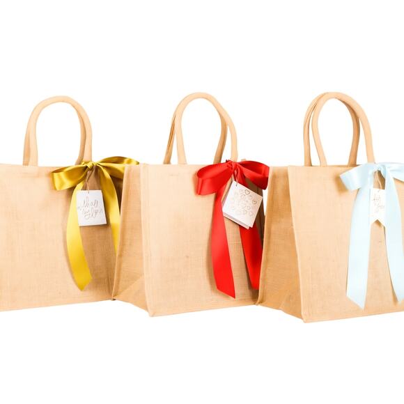 7 Burlap Jute Tote Bags 12x12x8 Wedding Welcome Gift Eco Party Favor Bags Rustic - Picture 1 of 6